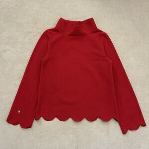 Dudley Stephens Sutton Scallop Fleece Turtleneck Pullover Sweater Medium